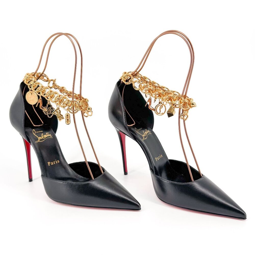 Christian Louboutin Gourmi Black Anklet Charm Pumps Heels Size 39.5 US 9.5